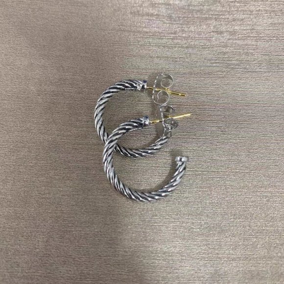 Classic Sculpted Cable Hoop Earrings in Sterling Silver - Picture 4 of 5